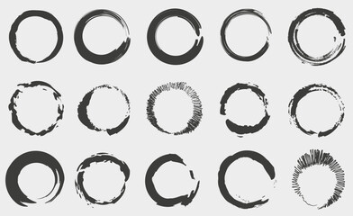 Set of vector round brushes. Dark brushes. Artistic brushes.
