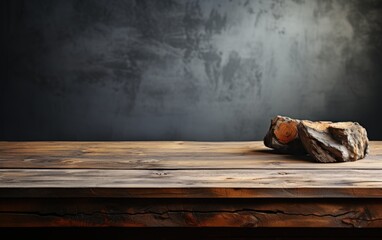 Empty wooden table and vase on grunge background. Mock up, 3D Rendering