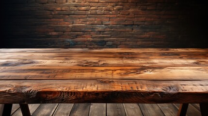 Empty wooden table and vase on grunge background. Mock up, 3D Rendering