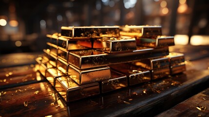 Fototapeta na wymiar stacked of gold bars piling up