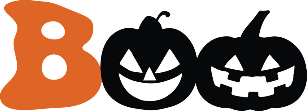 boo halloween print design,eps,vector ghost discourse,print ready,orange and black clipart.