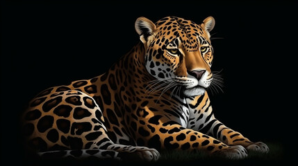 Obraz premium Jaguar with a black background illustration