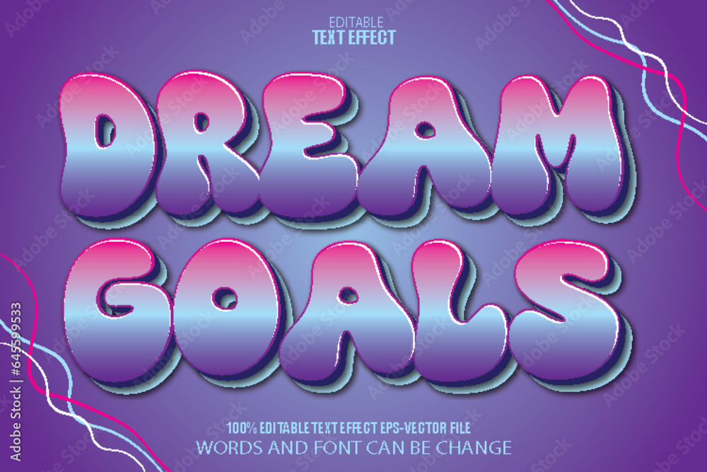 Wall mural Dream Goals Editable Text Effect Flat Gradient Style