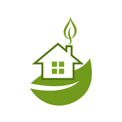 Green house and Leaf logo template