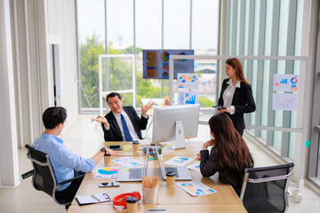 Corporate Businesswoman Engaging in a Productive Meeting, Nurturing Teamwork and Strategic Planning for Success in business presentation