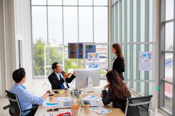 Corporate Businesswoman Engaging in a Productive Meeting, Nurturing Teamwork and Strategic Planning for Success in business presentation