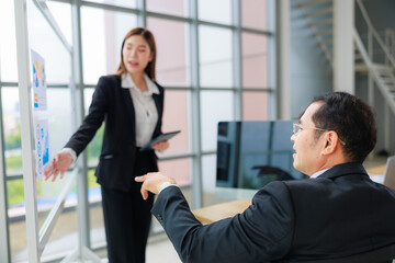 Corporate Businesswoman Engaging in a Productive Meeting, Nurturing Teamwork and Strategic Planning for Success in business presentation