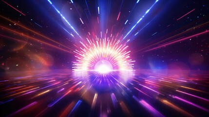 Fototapeta premium disco light explosion spotlight center spiral light beam vibrant color