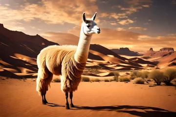 Photo sur Plexiglas Lama llama in the desert