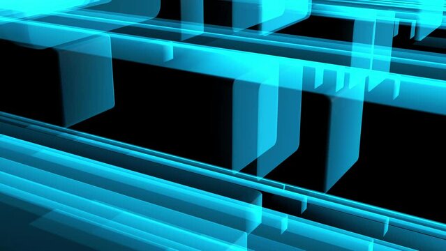 animated background with moving chaotic transparent shapes .Abstract background, 2 in 1, loop, created in 4K, 3d animation