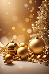 visually appealing abstract, warm christmas-themed wallpaper with a golden aura. Image created using artificial intelligence.