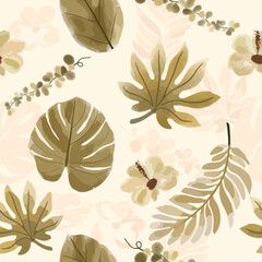 botanical tropical leaf seamless pattern