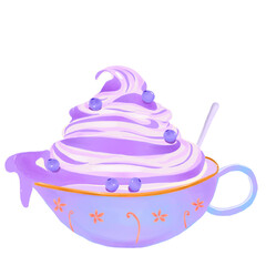 a cup of icecream with blueberry