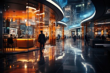Blurred city shopping mall interior