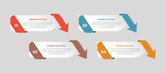 Simple four step text presentation infographic element design