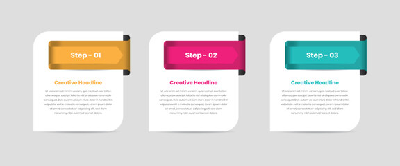 Simple three step business infographic template design