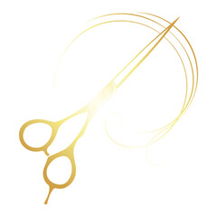 Hair stylists scissors and beautiful curl of hair symbol