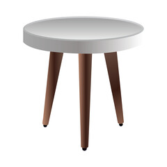 Round White Coffee Table with 3 Legs - Isolated Vector