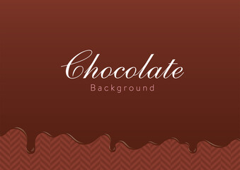 垂れるチョコレート・ソース・醤油・絵の具・ペンキ・インクのイラスト　茶色いヘリンボーン地　杉綾　B-02