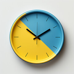 blue oclock on yellow background. Made with generative