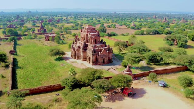 Bagan Myanmar, Sunrise above temples and pagodas of Bagan Myanmar, landscape with temples and pagodas in the evening