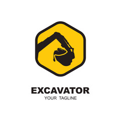 excavator logo vector icon illustration design