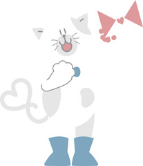 happy valentine's day with cat holding love letter, love concept, flat png transparent element character design
