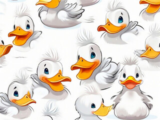 Sticker Cute Duck white outline. Cute Duck.
