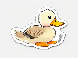 Sticker Cute Duck white outline. Cute Duck.