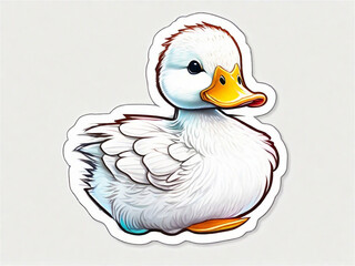 Sticker Cute Duck white outline. Cute Duck.