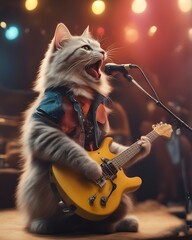 cat playing guitar