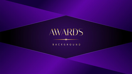 Purple golden royal awards graphics background. Elegant modern template with classy shine. Luxury premium corporate abstract design.