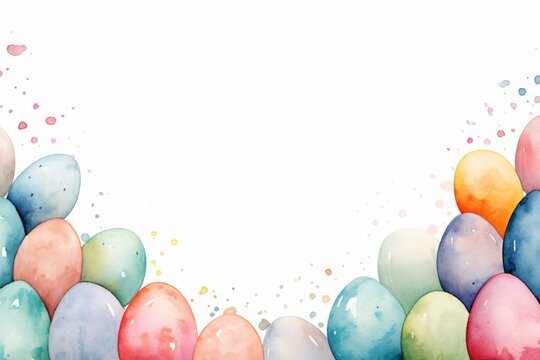 Easter egg frame watercolor pastel background