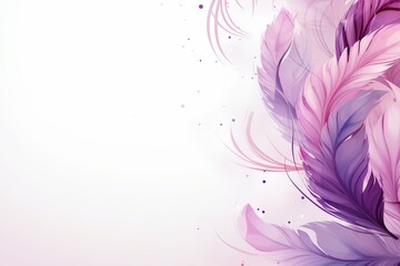 Fototapeta na wymiar watercolor frame feather purple background