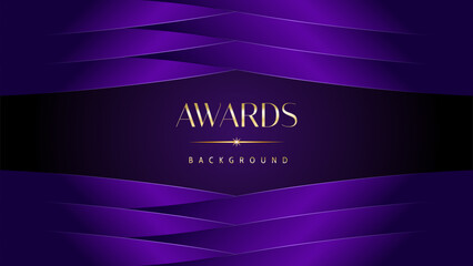 Purple golden royal awards graphics background. Elegant modern template with classy shine. Luxury premium corporate abstract design.