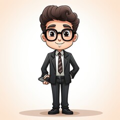 Cute Cartoon Lawyer  isolated on a white background