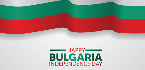 Bulgaria independence day poster waving flag 