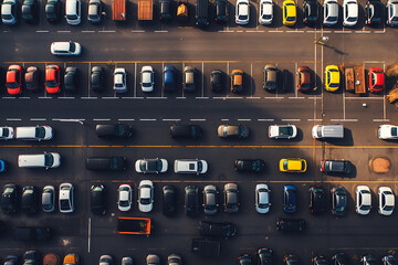 Aerial view of cars parked on parking lot