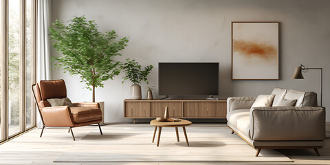 Modern scandinavian living room interior,  