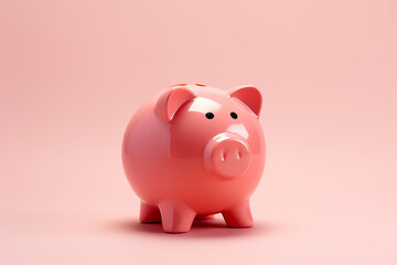 piggy bank, in the style of minimalist photography, pink