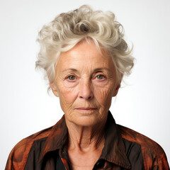 Professional headshot of a serene elderly woman.