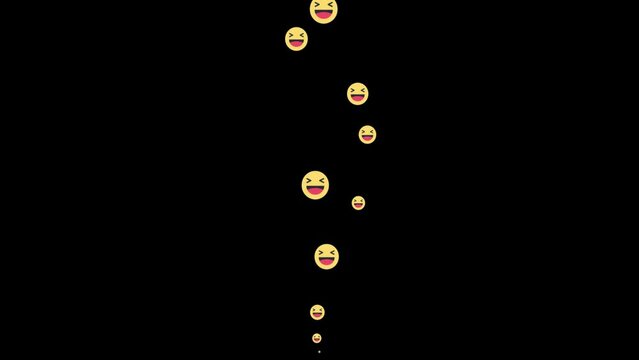 laugh face emoji social media Live streaming style animated icon explosion with alpha channel transparent background