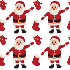 VECTOR PATTERN ILLUSTRATION, WINTER HOLIDAYS CHRISTMAS, SANTA CLAUS AND NEW YEAR FOR FABRIC, PAPER PRINT OR OTHER DESIGN USES.