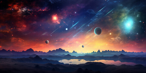Obraz premium Weltall Landschaft KI