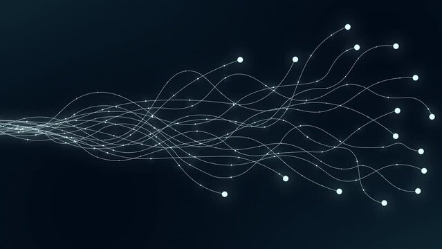 Abstract digital dot line particle data background connecting technology concept.