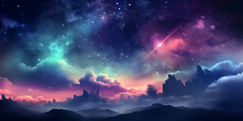 Fototapeta premium Weltall Landschaft KI