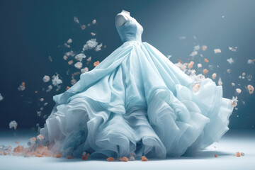 Fototapeta na wymiar Dress with flower , lanudry advertisment