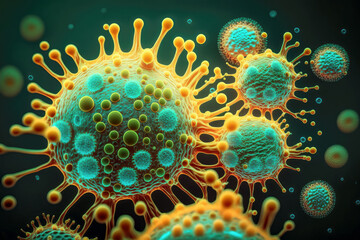 illustration of virus cell under microscopic view