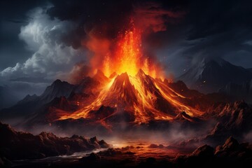 Volcanic eruption. 3D rendering illustration.