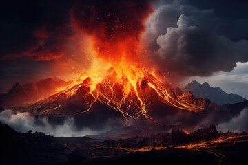 Volcanic eruption. 3D rendering illustration.